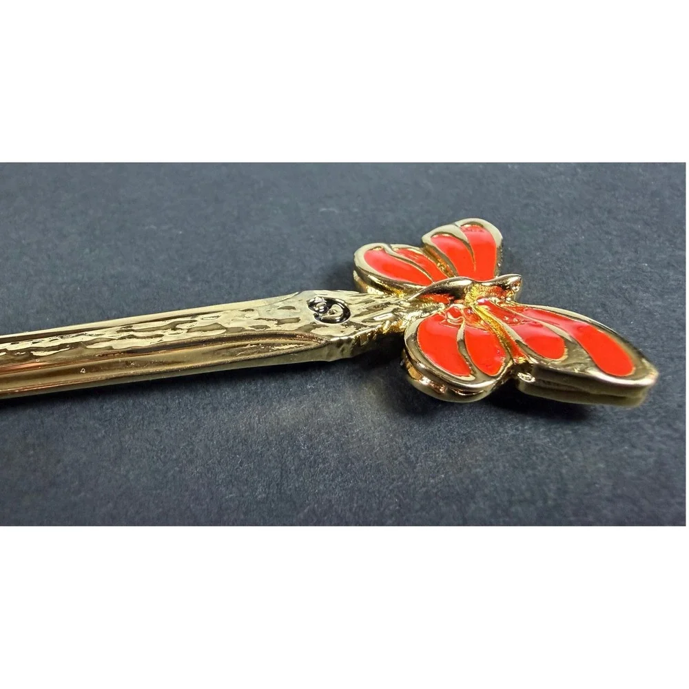 Vintage Marie Gray St. John Gold Tone Red Enamel Butterfly Letter Opener